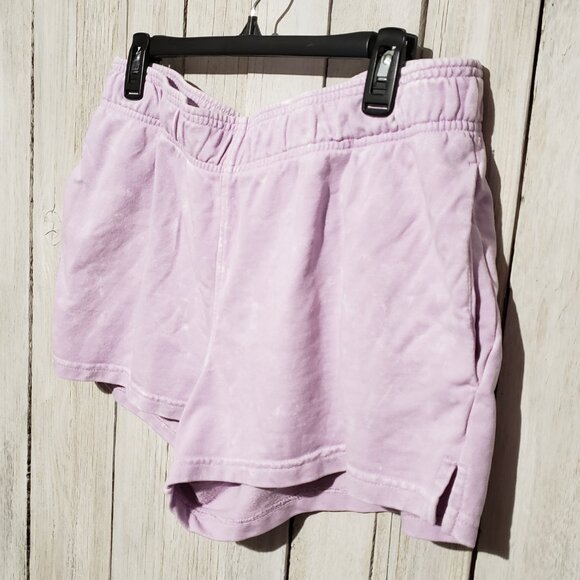 Avia L 12 14 Active Shorts Acid Wash Lavender French Terry Pockets Athletic - Picture 2 of 4